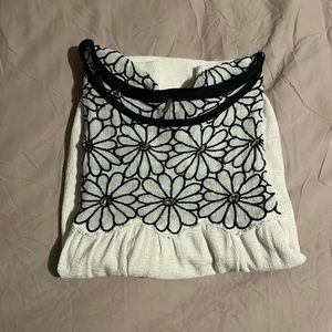 Free People black and cream daisy top size M